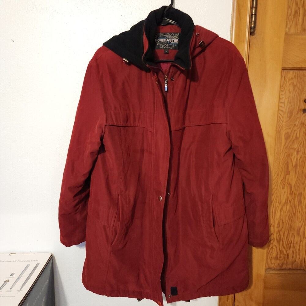 Forecaster Sport Women's Large Red Faux Suede Zip Button Jacket Coat Insulated